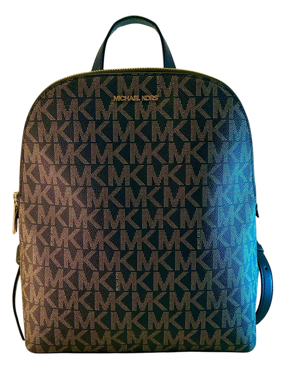 Michael Kors CINDY Black/Gold LOGO Large Slim Backpack, MK Bag